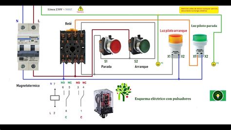 Esquema El Ctrico Con Pulsadores Arranque Y Parada Youtube