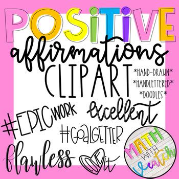 Positive Affirmations Clipart (Hand Drawn/Hand Lettered Clipart)