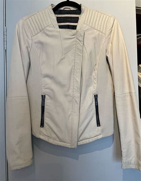 Jaqueta Em Couro Creme Zara Casaco Feminino Zara Usado 77278698 Enjoei