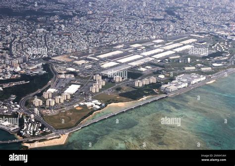 An Aerial Photo Shows Makiminato Service Area Camp Kinser In Urasoe