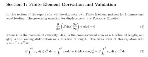 SOLVED: Section 1: Finite Element Derivation and Validation In this ...