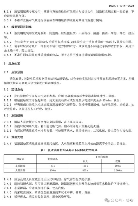 Db37t1914 2024 液氨存储与装卸作业安全技术规范 2024年2月29日实施设备管理法律法规ehscity—全球领先的环境保护