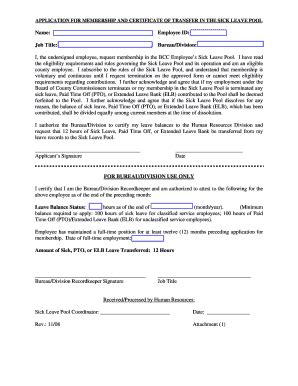 Sick Leave Pool Application Fill Online Printable Fillable Blank