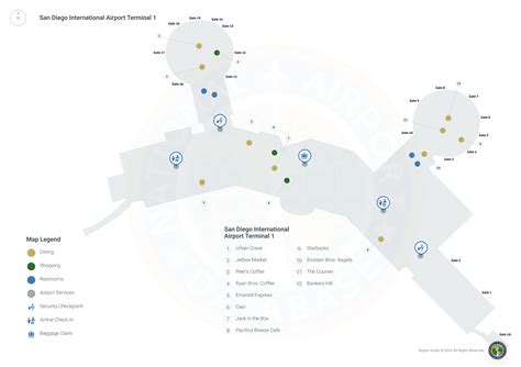 San Diego Airport San Terminal Maps Airport Guide