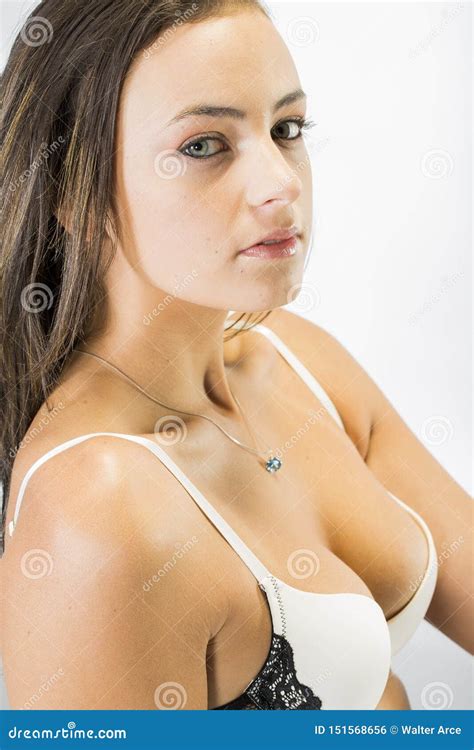 Brunette Model In Lingerie In A Studio Environment Stock Photo Image Of College Close