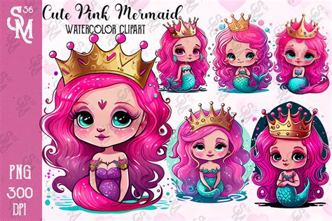 Cute Pink Mermaid Watercolor Sublimation Graphic By Stevenmunoz56 · Creative Fabrica