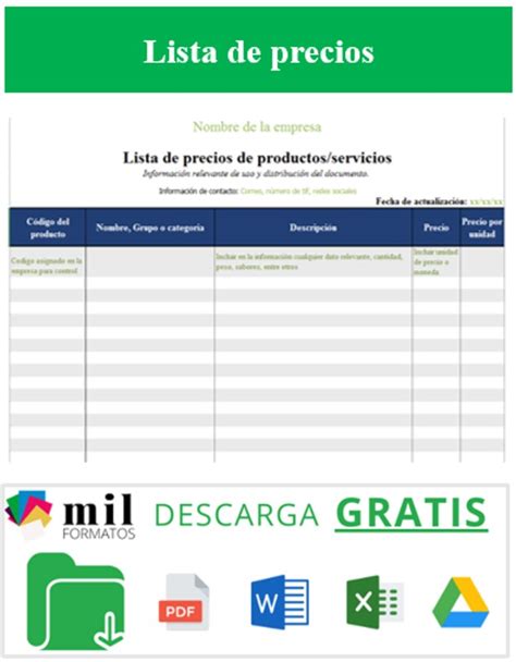 Plantilla Excel Para Listas De Precios Gratis SexiezPicz Web Porn