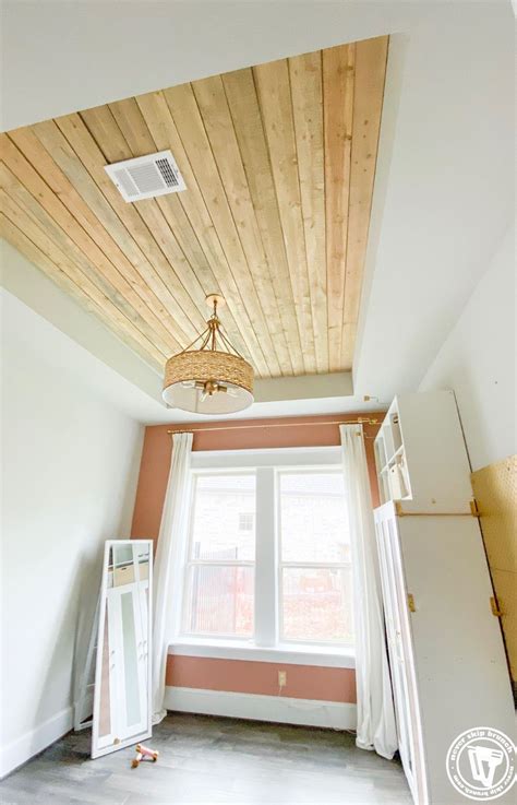 How To Diy A Wood Plank Ceiling