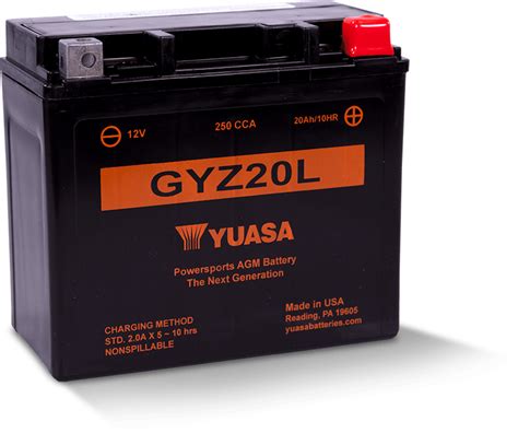 Yuasa GYZ20L High Performance Maintenance Free AGM 12 Volt Battery