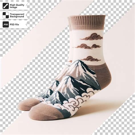 Premium Psd Psd Pair Of Socks With Prints On Transparent Background