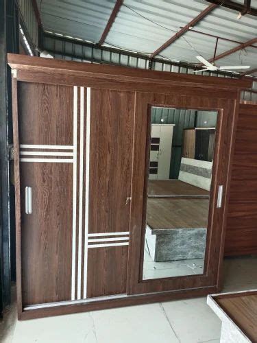 Plywood Door Wooden Sliding Wardrobe With Mirror At Rs Sq Ft