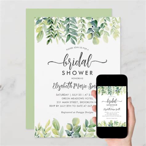 Modern Elegant Eucalyptus Greenery Bridal Shower Invitation Zazzle