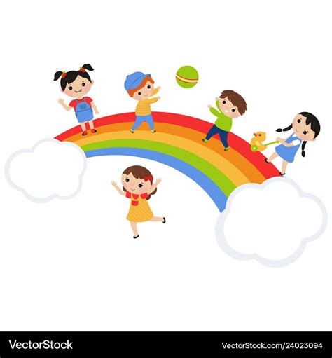 Children And Rainbow Royalty Free Vector Image