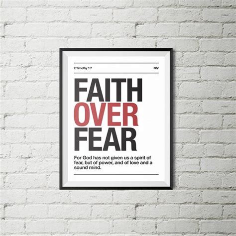 Faith Over Fear 2 Timothy 1 7 Instant Printable Scripture Bible Verse Art Christian