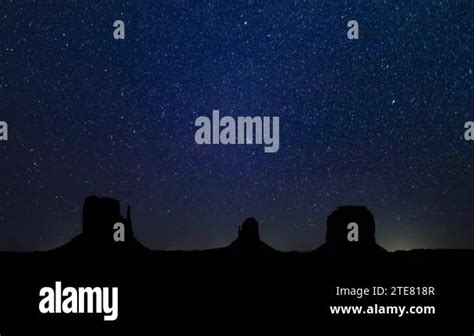 Milky Way Galaxy Rise Time Lapse Stars Over Monument Valley Mountains