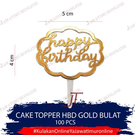 Cake Topper Happy Birthday Gold Kotak Jawatimuronline