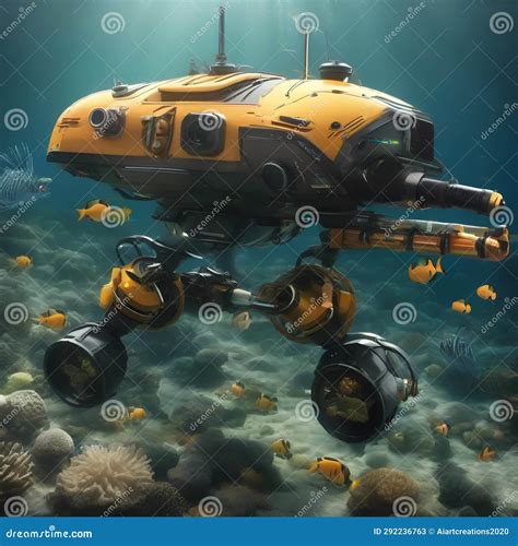 An Underwater Robot Exploring The Ocean Floor Capturing Images Of Deep