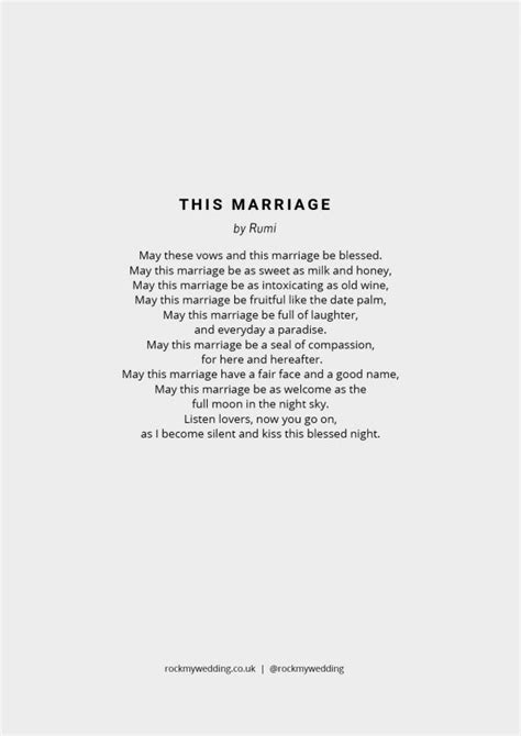 This Marriage By Rumi Wedding Poem Wedding Reading In Wedding