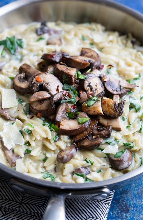 One Pot Orzo Pasta With Garlic Parmesan And Mushrooms