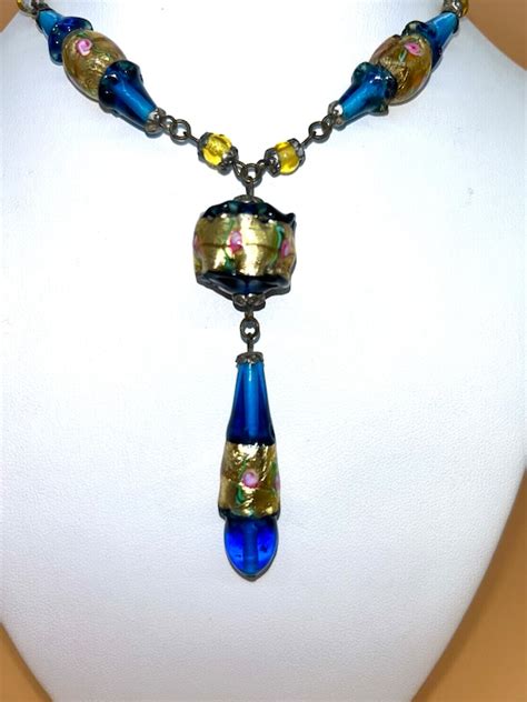 Vintage Murano Glass Bead Necklace - Gem