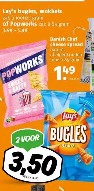 Lay S Bugles Wokkels Of Popworks Danish Chef Cheese Spread Aanbieding