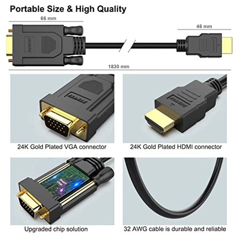 C Ble Hdmi Vers Vga Benfei M Plaqu Or Hdmi Vers Vga M Le M Le