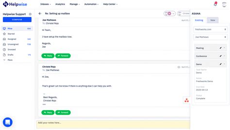 Asana Shared Inbox Integration Helpwise Product Updates