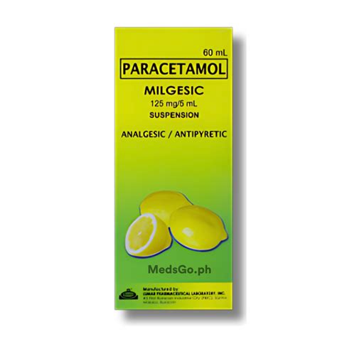 Milgesic Paracetamol 125mg 5ml Suspension 60ml Lemon Price In The Philippines Medsgo Pharmacy