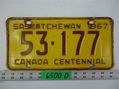 1967 Saskatchewan License Plate Bodnarus Auctioneering