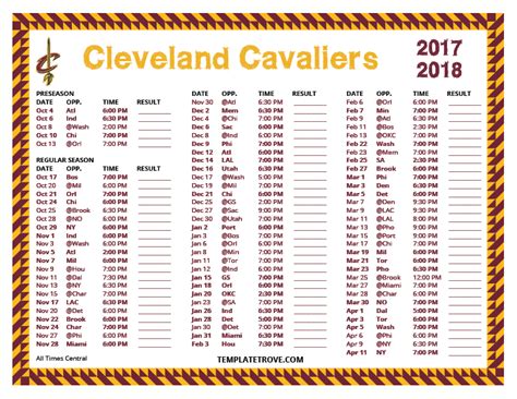 Cavaliers 2025-2025 Schedule - Leia Shauna