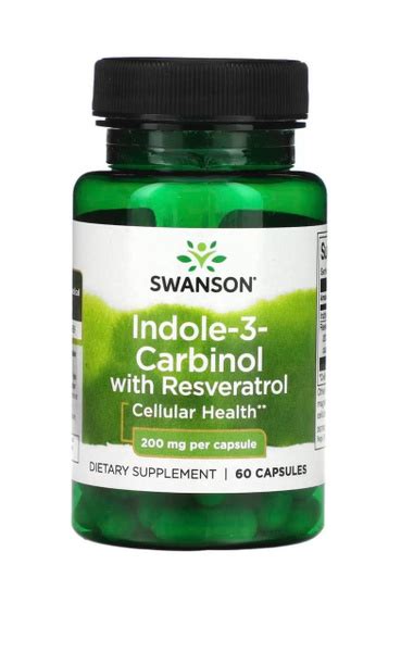 Индол 3 карбинол с ресвератролом Свэнсон, Indole-3-Carbinol with ...