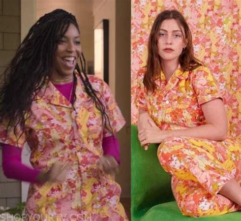 Shrinking Season 1 Episode 45 Gabbys Short Sleeve Printed Jumpsuit Shop Your Tv