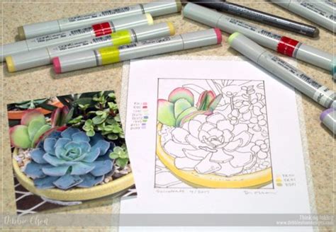 Coloring Flowers With Copic Markers A Succulent Twist Copic Colorful Flowers Floral Image