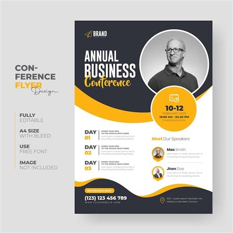 Premium Vector Annual Business Conference Flyer Template Or