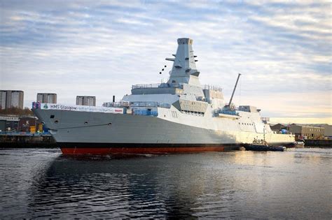 Royal Navy Type 26 Frigate HMS Glasgow F88 Enters Water For First