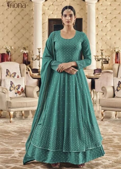 Fiona Sachi Designer Heavy Faux Georgette With Embroidered Anarkali