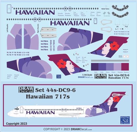 Boeing 717 Hawaiian Airlines Draw Decal 44 Dc9 06