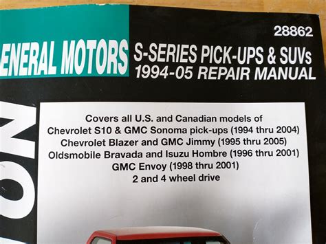 Chilton 1994 2005 S10 Sonoma Blazer Jimmy 4x4 Envoy Repair Manual Book