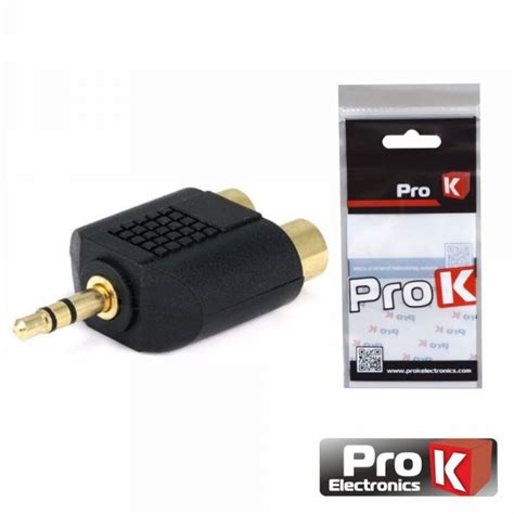 PROK Ficha Adaptadora Jack 3 5mm Macho St 2 RCA Fêmea Kuantokusta