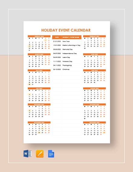 Event Calendar Template 32 Download