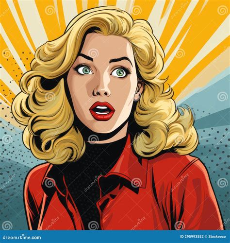 Blonde Woman In Red Jacket A Stunning Comic Illustration Stock Illustration Illustration Of