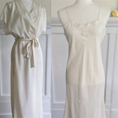 Vintage 80 S Slip And Robe Set Vintage Bridal Lingerie Set Etsy