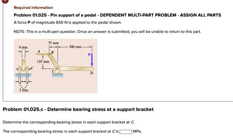 SOLVED Required Information Problem 01 025 Pin Support Of A Pedal