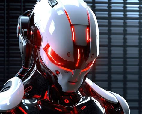 Un Robot Con Ojos Rojos Y Leds Rojos Foto Premium