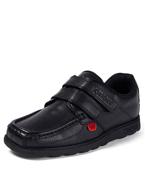 Kickers Boys Fragma Double Strap School Shoes Black Uk