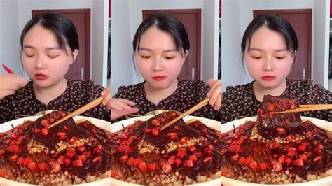 Asmr Mukbang Eating Show Fried Noodles Fried Vegetable Mushroom