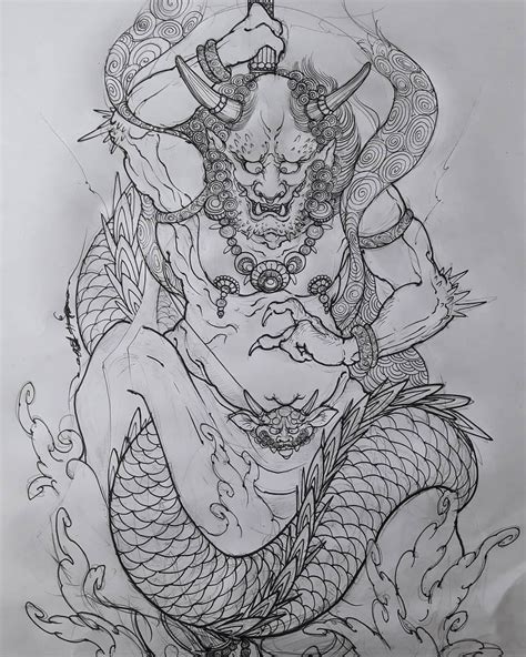 Raijin Sketch Japanese Art Ink Japan Tattoo Drawings