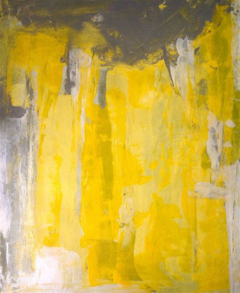 Acrylic Abstract Art Painting Grey Yellow And White Modern