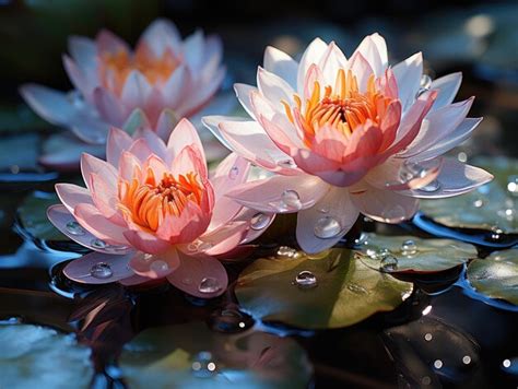 Premium AI Image | Water lilies in a pond with water lilies.