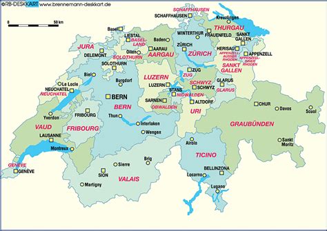 Map Of Switzerland Politically Map In The Atlas Of The World World